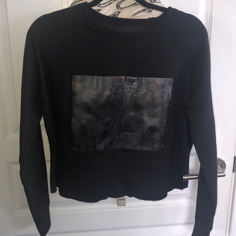 Playboy cropped black sweatshirt size small